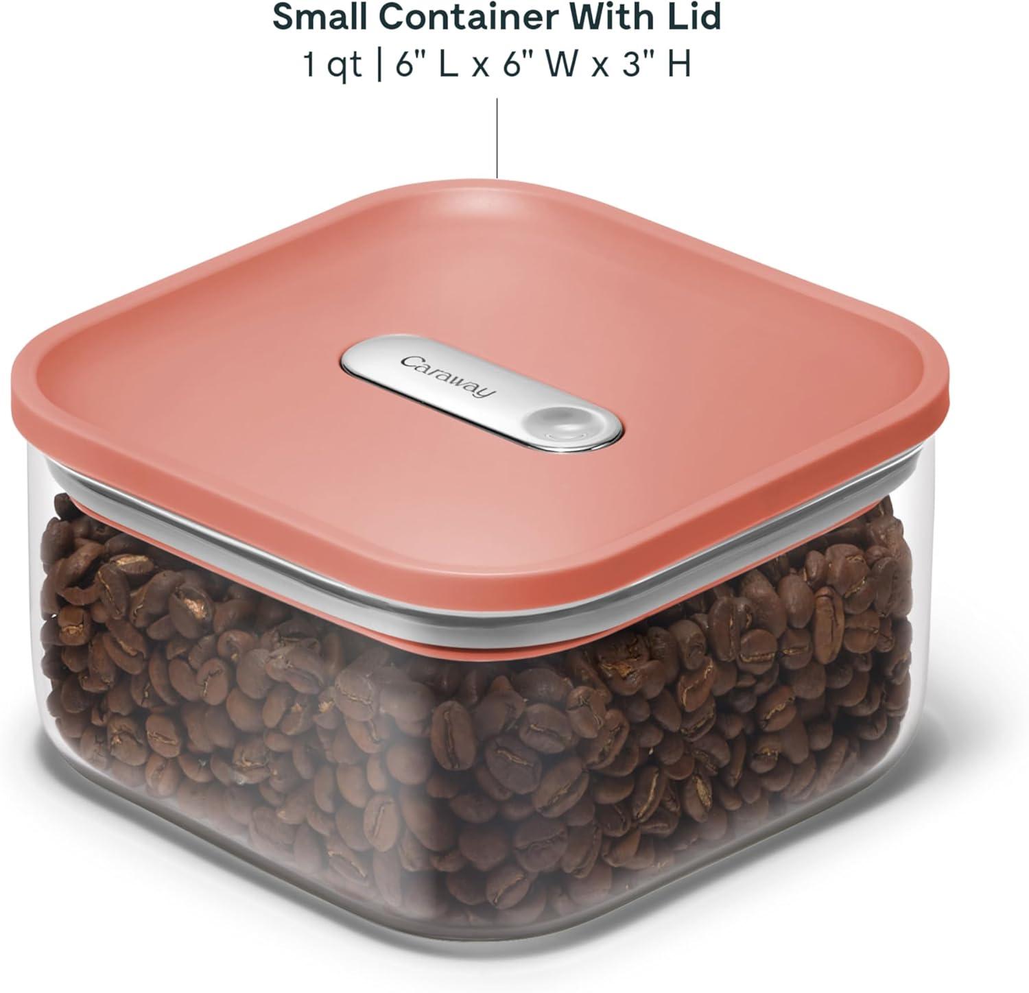 imageCaraway 1qt Glass Airtight Food Storage Container with Lid NonToxic BPAFree Kitchen Storage Container Stackable SpaceSaving Airtight Container for Dry Goods and More PerracottaPerracotta