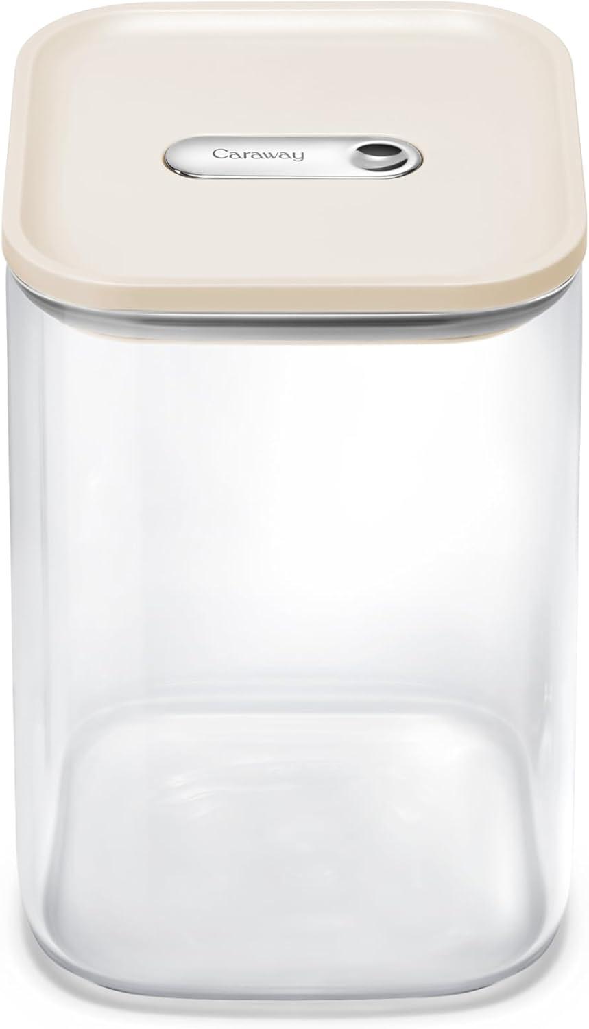 imageCaraway 1qt Glass Airtight Food Storage Container with Lid NonToxic BPAFree Kitchen Storage Container Stackable SpaceSaving Airtight Container for Dry Goods and More PerracottaCream