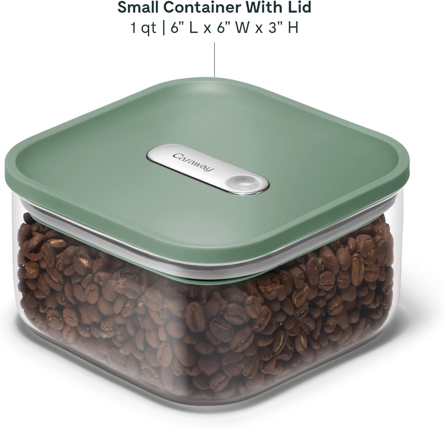 imageCaraway 1qt Glass Airtight Food Storage Container with Lid NonToxic BPAFree Kitchen Storage Container Stackable SpaceSaving Airtight Container for Dry Goods and More PerracottaSage