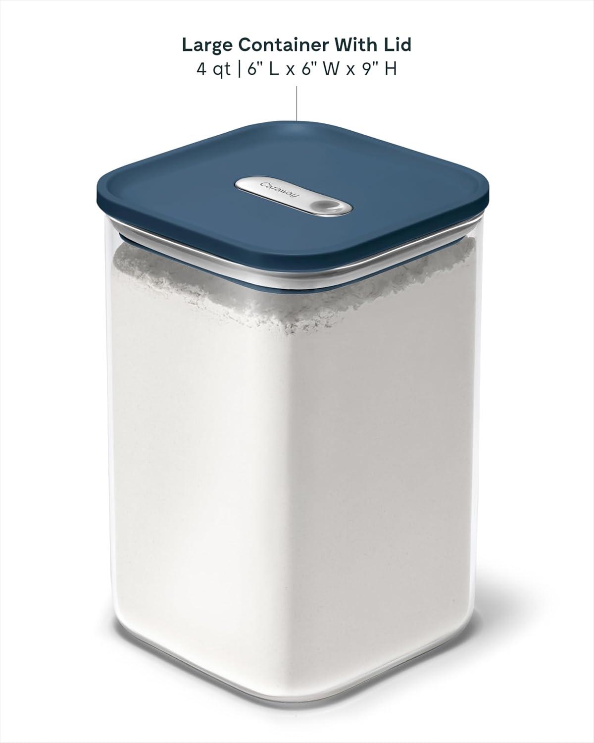 imageCaraway 1qt Glass Airtight Food Storage Container with Lid NonToxic BPAFree Kitchen Storage Container Stackable SpaceSaving Airtight Container for Dry Goods and More PerracottaNavy