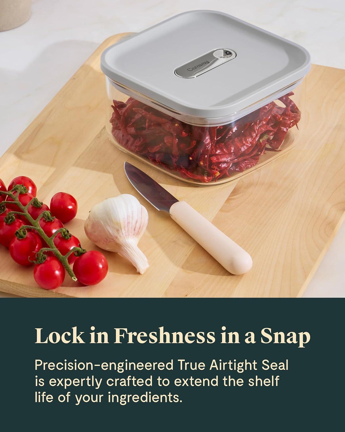 imageCaraway 1qt Glass Airtight Food Storage Container with Lid NonToxic BPAFree Kitchen Storage Container Stackable SpaceSaving Airtight Container for Dry Goods and More PerracottaNavy