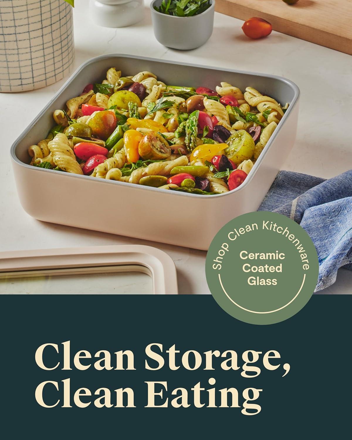 imageCaraway 2pc Glass Food Storage Set 44 Cup Food Containers 2 Ceramic Coated Non Toxic Non Stick Lunch with Lids Dishwasher Oven amp Microwave Safe NavyNavy