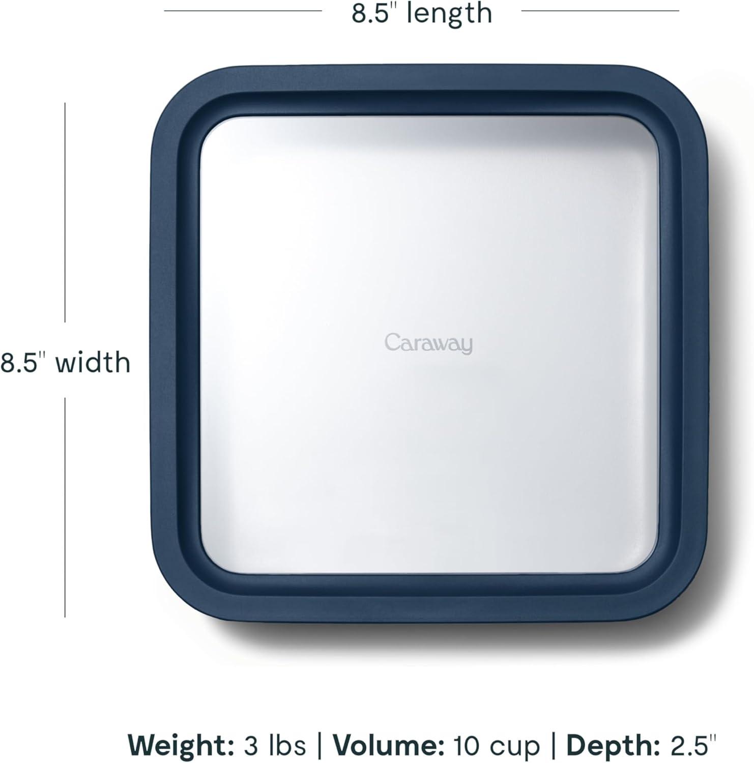 imageCaraway 2pc Glass Food Storage Set 44 Cup Food Containers 2 Ceramic Coated Non Toxic Non Stick Lunch with Lids Dishwasher Oven amp Microwave Safe NavyNavy