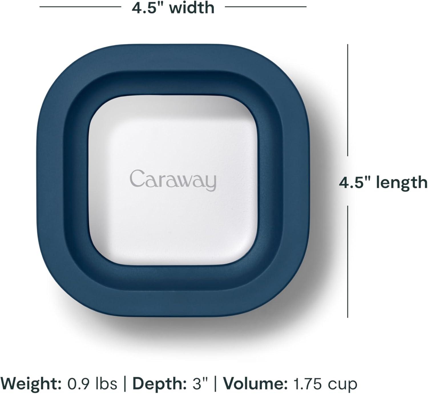 imageCaraway 2pc Glass Food Storage Set 44 Cup Food Containers 2 Ceramic Coated Non Toxic Non Stick Lunch with Lids Dishwasher Oven amp Microwave Safe NavyNavy