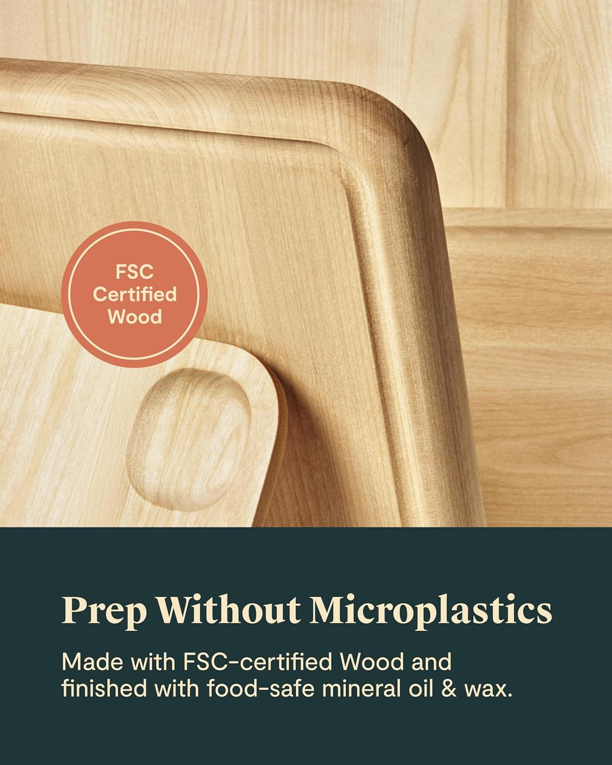 imageCaraway 4Piece Double Sided Wood Cutting Board Set Made From FSCCertified Birch Wood Mineral Oil amp Wax Finish 3 Sizes Small Medium amp Large Storage Organizers Included14L x 10W