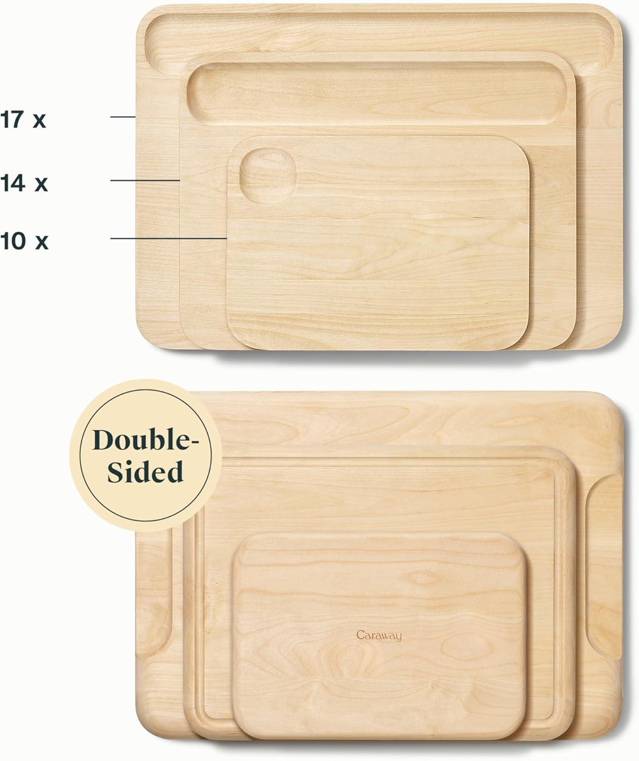 imageCaraway 4Piece Double Sided Wood Cutting Board Set Made From FSCCertified Birch Wood Mineral Oil amp Wax Finish 3 Sizes Small Medium amp Large Storage Organizers Included14L x 10W