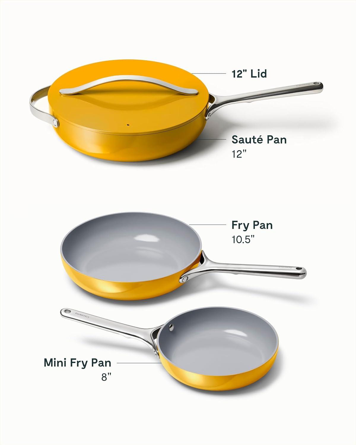 imageCaraway 4Piece Fry Pan Set NonStick Frying Pans 105 amp 8 amp NonStick Saut Pan Non Toxic PTFE amp PFOA Free Oven Safe amp Compatible with All Stovetops Gas Electric amp Induction CreamMarigold