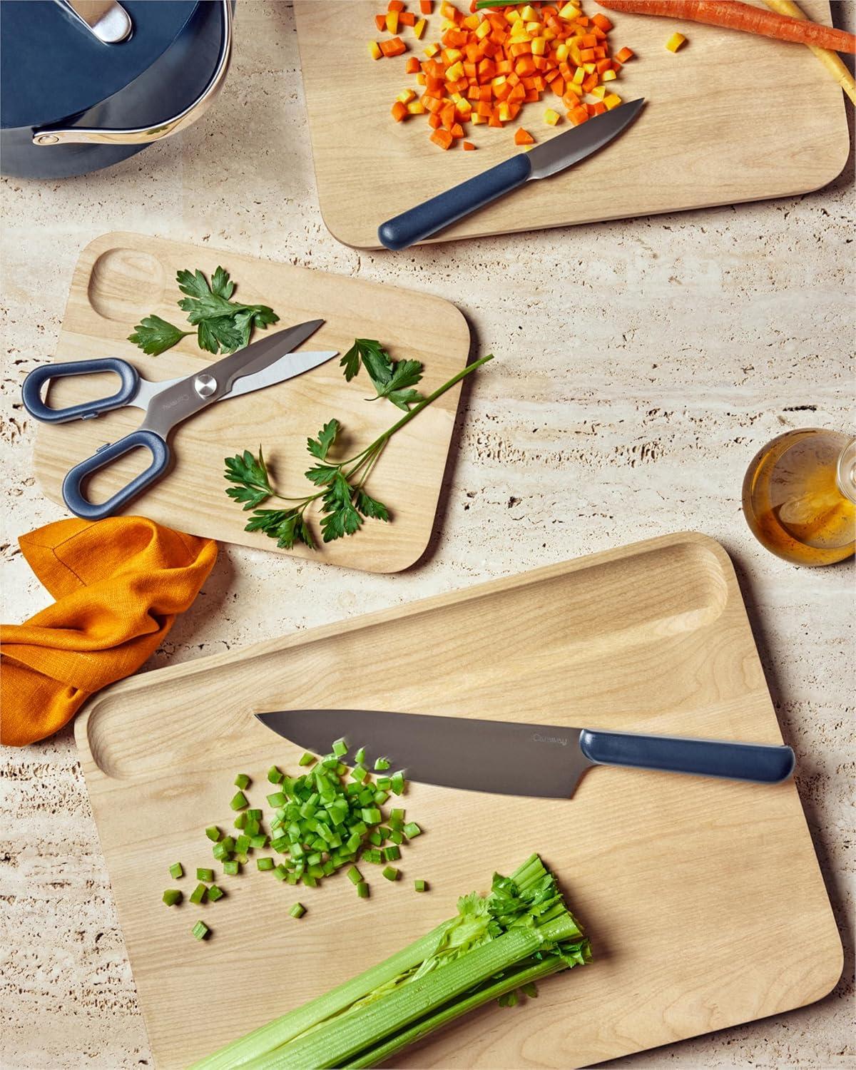 imageCaraway 5 Piece Knife Set Premium German Steel Blade Kitchen Knives Ergonomic Handles No Microplastics CreamMist
