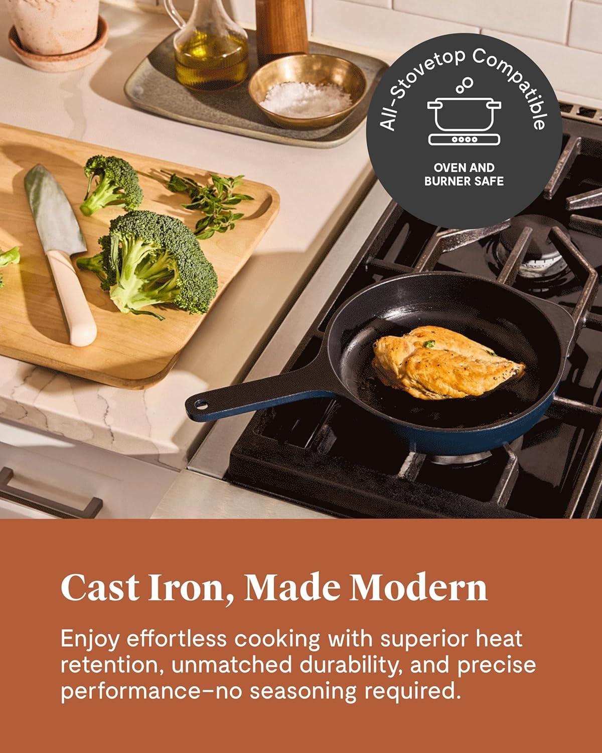 imageCaraway Cast Iron Skillet 12 Enameled Cast Iron Pan With 3 Layer Enamel Coating No Seasoning Required Compatible With All Stovetops Free From Forever Chemicals CreamGray