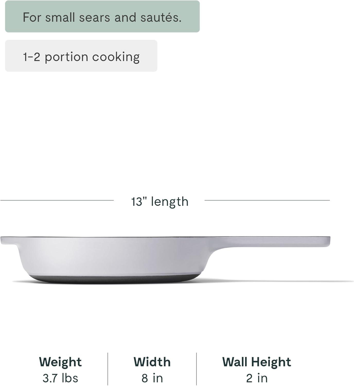 imageCaraway Cast Iron Skillet 12 Enameled Cast Iron Pan With 3 Layer Enamel Coating No Seasoning Required Compatible With All Stovetops Free From Forever Chemicals CreamGray
