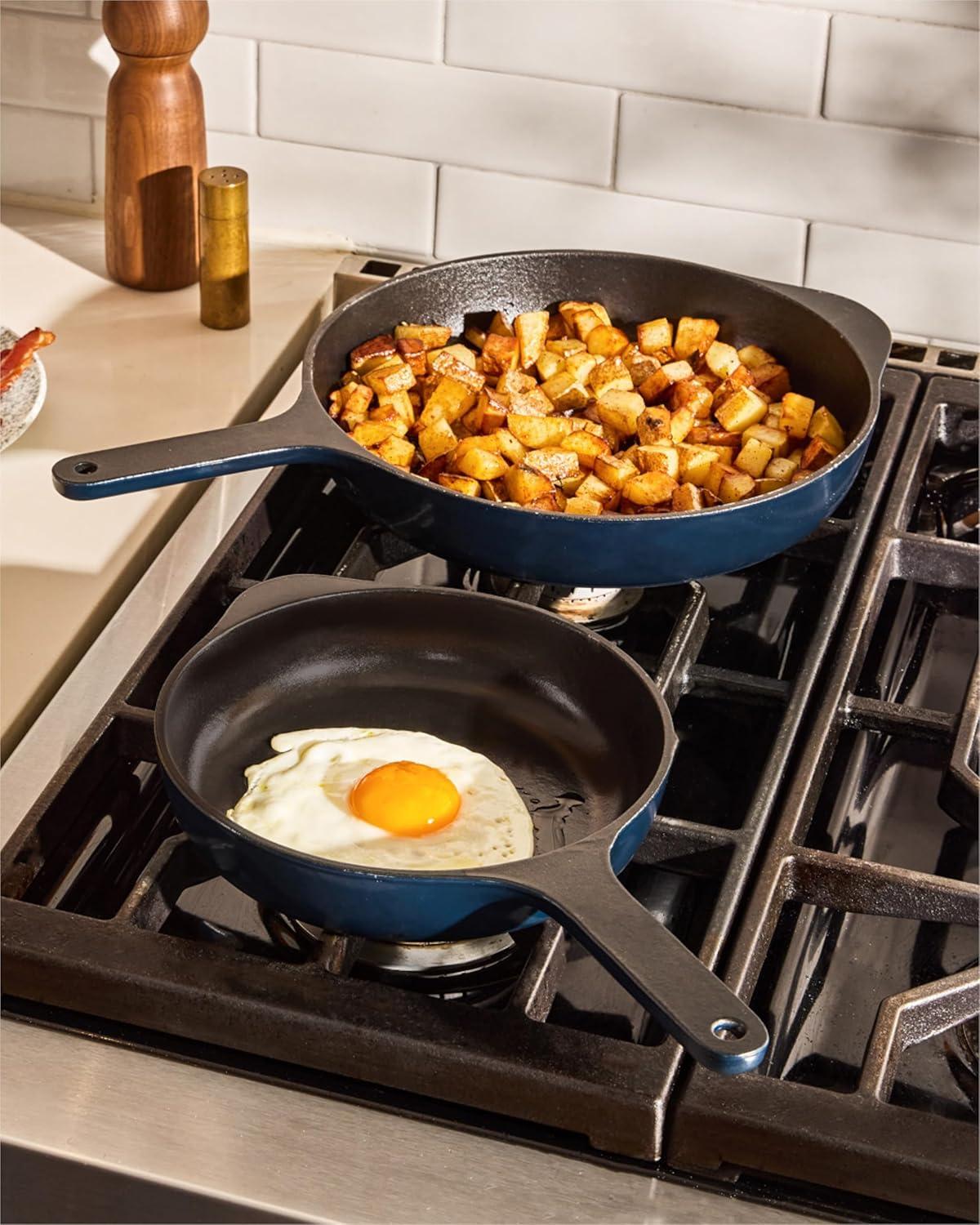 imageCaraway Cast Iron Skillet 12 Enameled Cast Iron Pan With 3 Layer Enamel Coating No Seasoning Required Compatible With All Stovetops Free From Forever Chemicals CreamGray