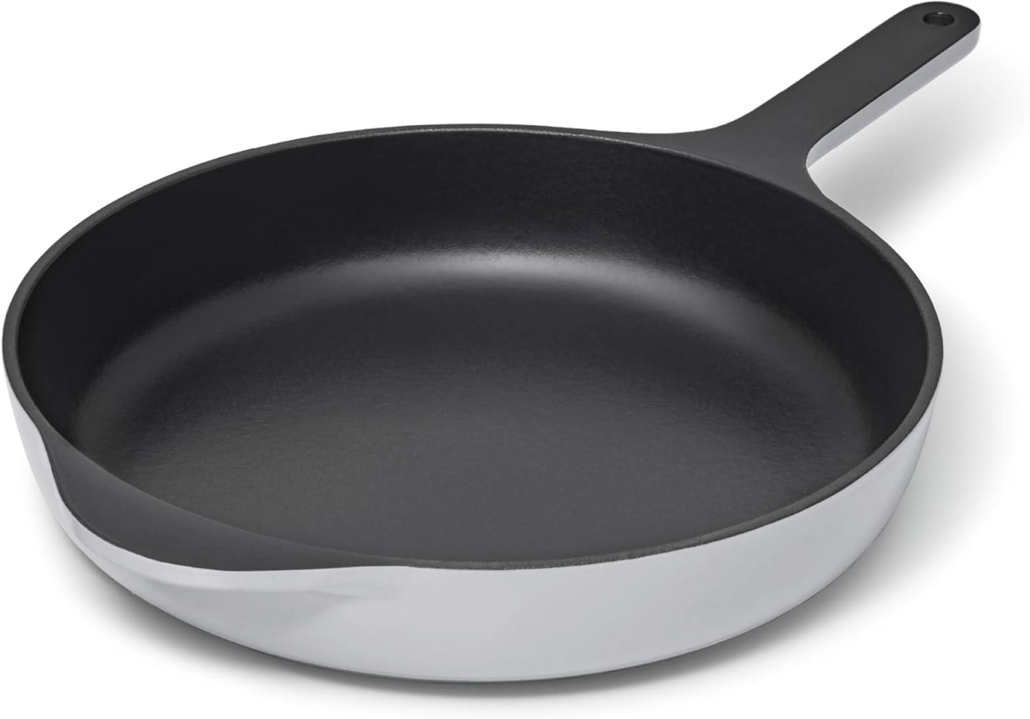 imageCaraway Cast Iron Skillet 12 Enameled Cast Iron Pan With 3 Layer Enamel Coating No Seasoning Required Compatible With All Stovetops Free From Forever Chemicals CreamGray