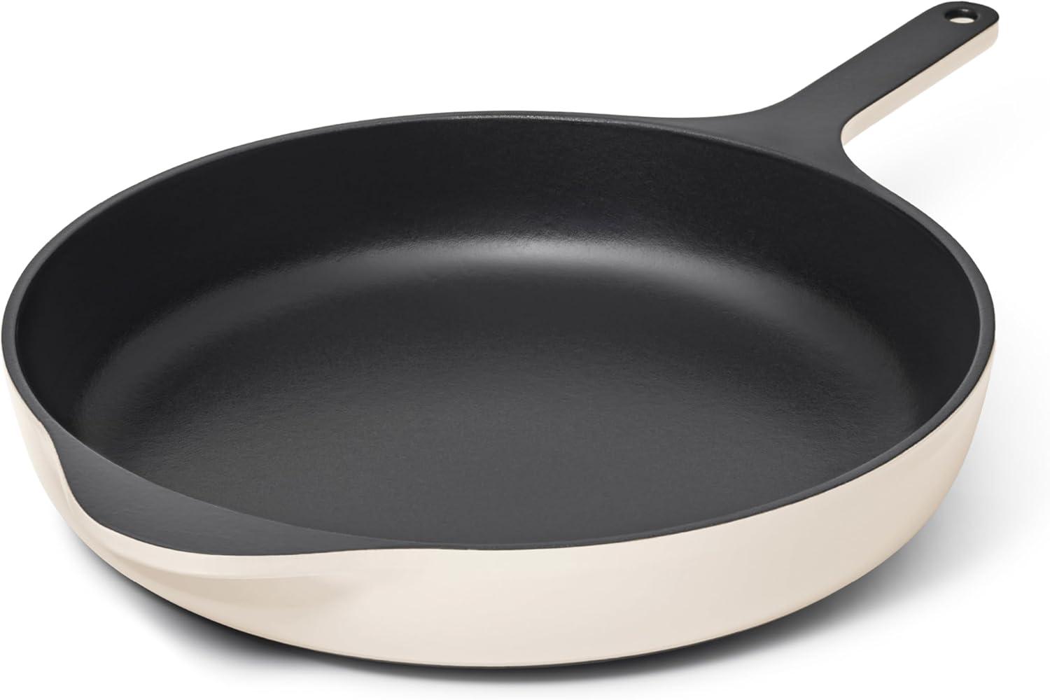 imageCaraway Cast Iron Skillet 12 Enameled Cast Iron Pan With 3 Layer Enamel Coating No Seasoning Required Compatible With All Stovetops Free From Forever Chemicals CreamCream