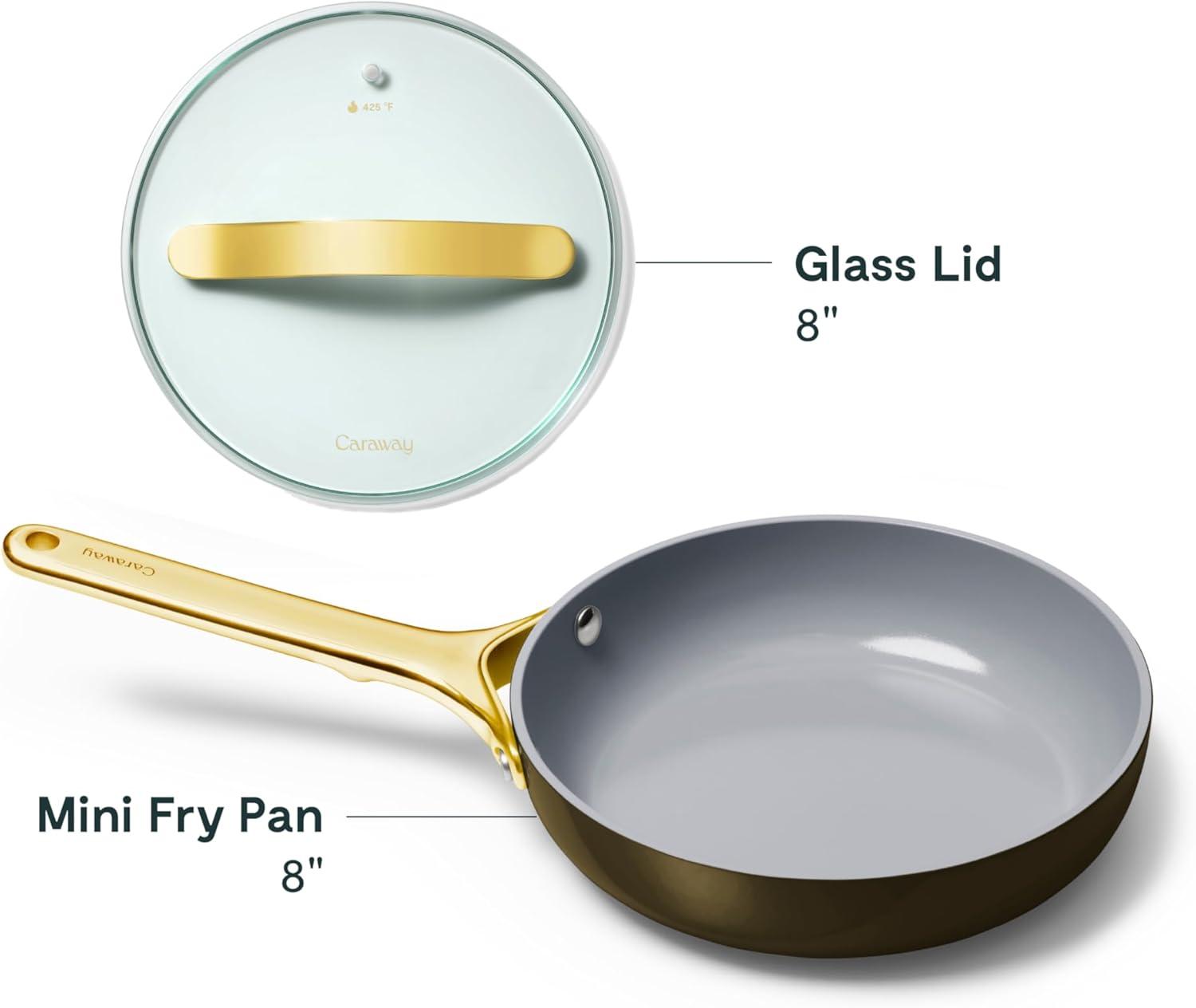 imageCaraway Ceramic Fry Pan Duo with Glass Lids NonStick Frying Pans 105 amp 8 Non Toxic PTFE amp PFOA Free Oven Safe amp Compatible with All Stovetops CreamBlack