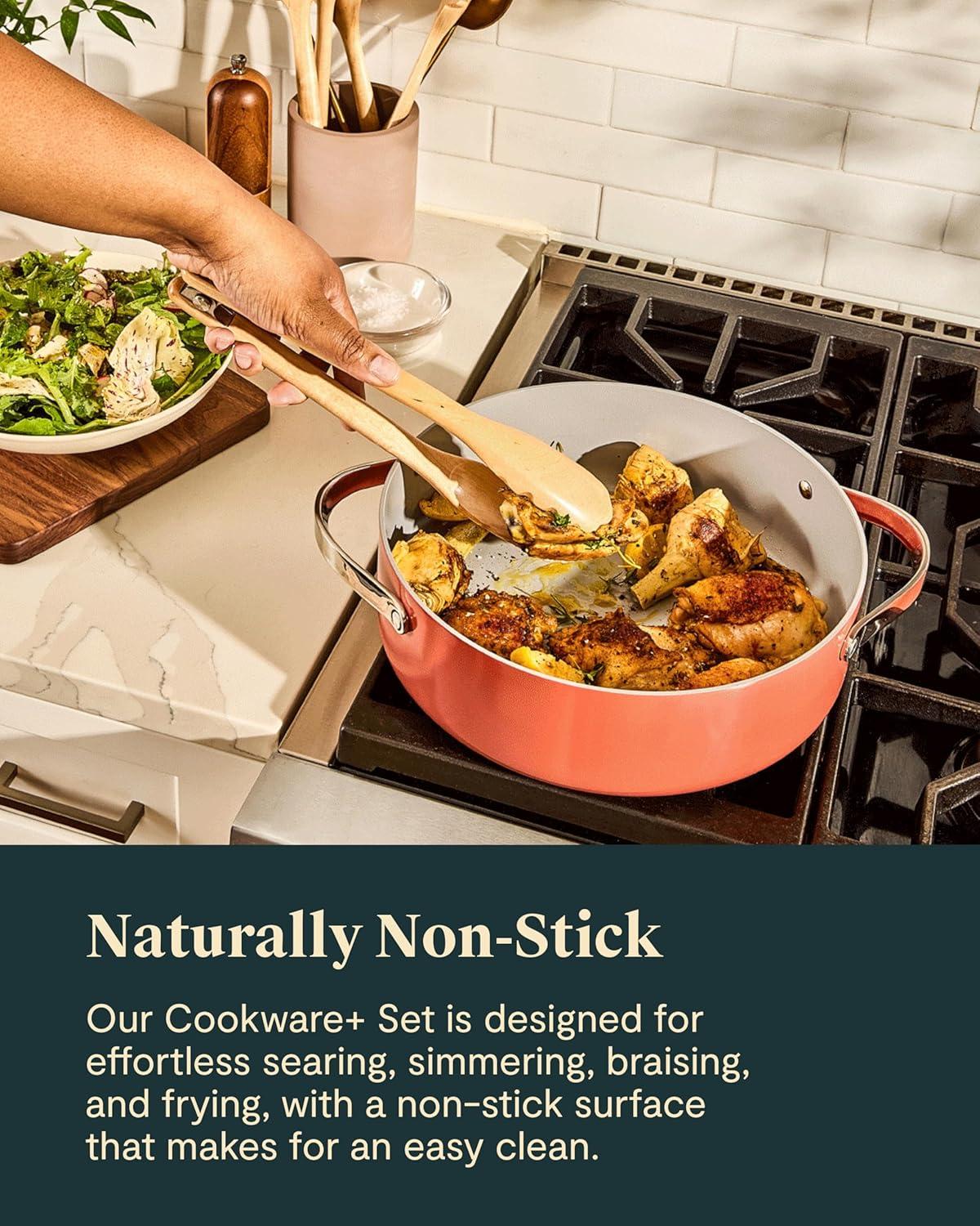 imageCaraway Cookware Collection Specialty Cookware Set Petite Cooker Stir Fry Pan Rondeau amp Stock Pot 3 Lids amp Storage Organizer Included CreamWhite