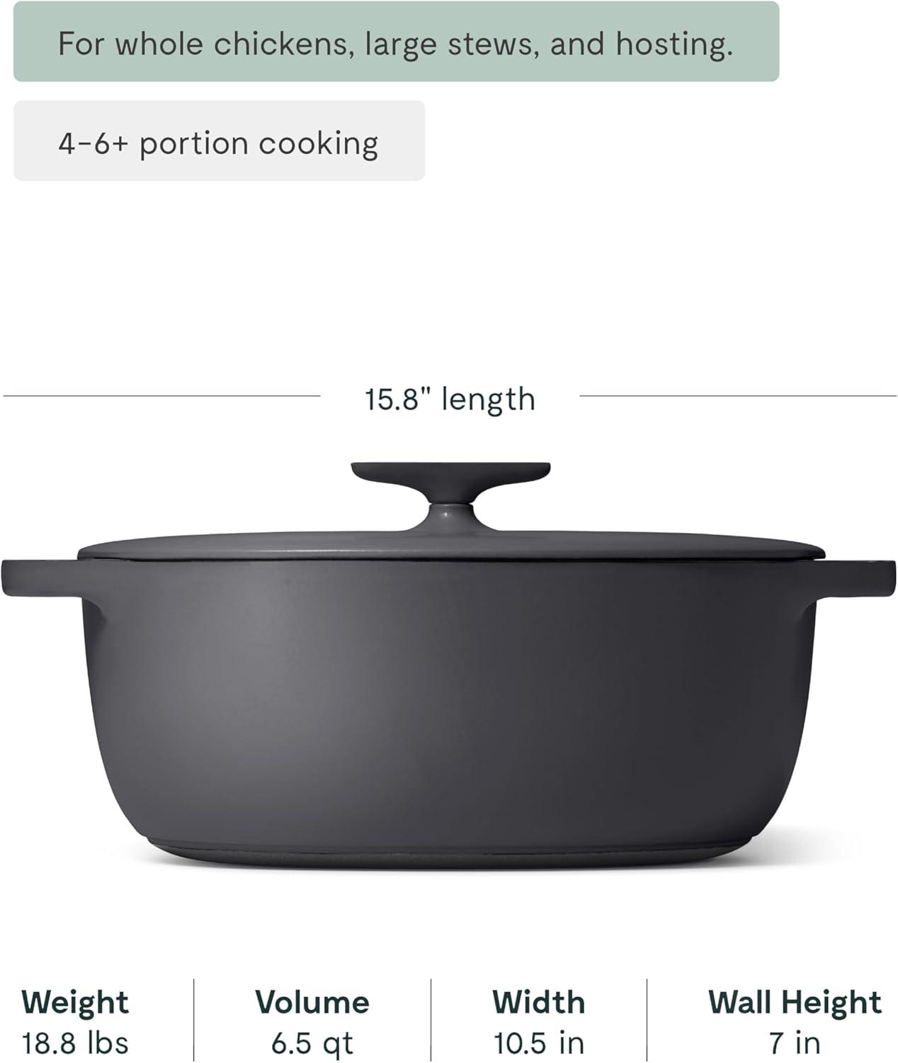 imageCaraway Enameled Cast Iron Dutch Oven 8qt Dutch Oven With Lid 3 Layer Enamel Coating No Seasoning Required Compatible With All Stovetops Oven Safe No Forever Chemicals GrayCharcoal