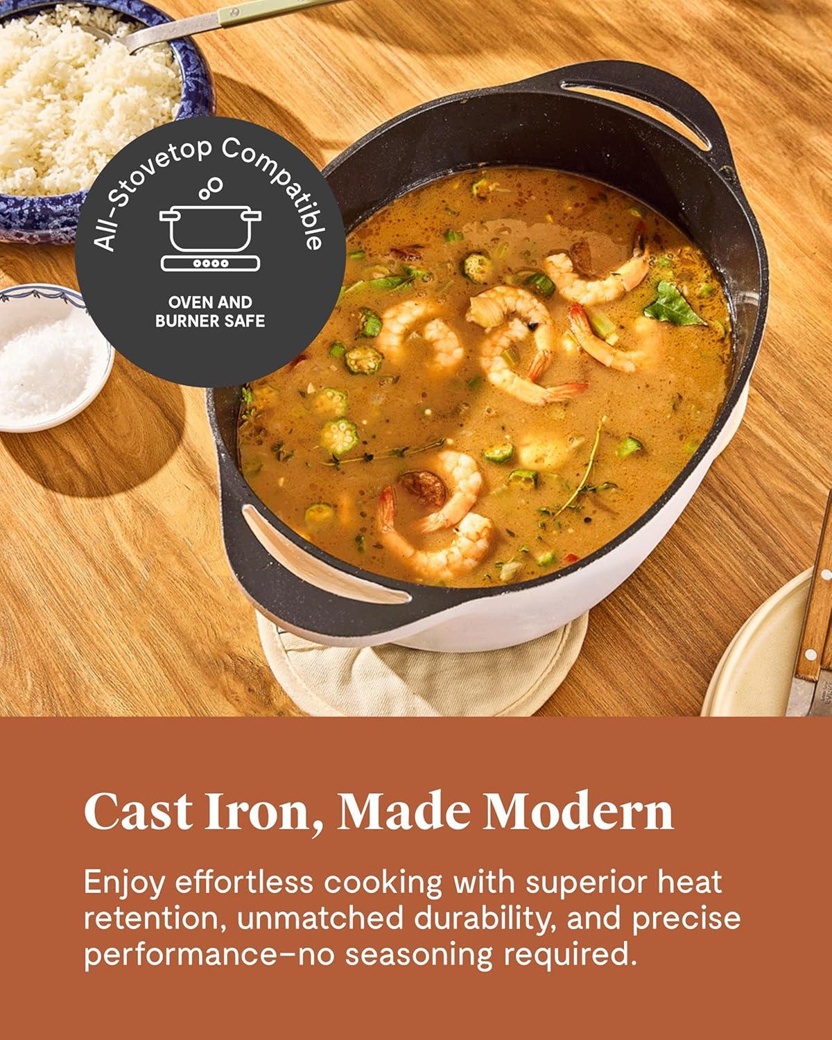 imageCaraway Enameled Cast Iron Dutch Oven 8qt Dutch Oven With Lid 3 Layer Enamel Coating No Seasoning Required Compatible With All Stovetops Oven Safe No Forever Chemicals GrayLight Mist