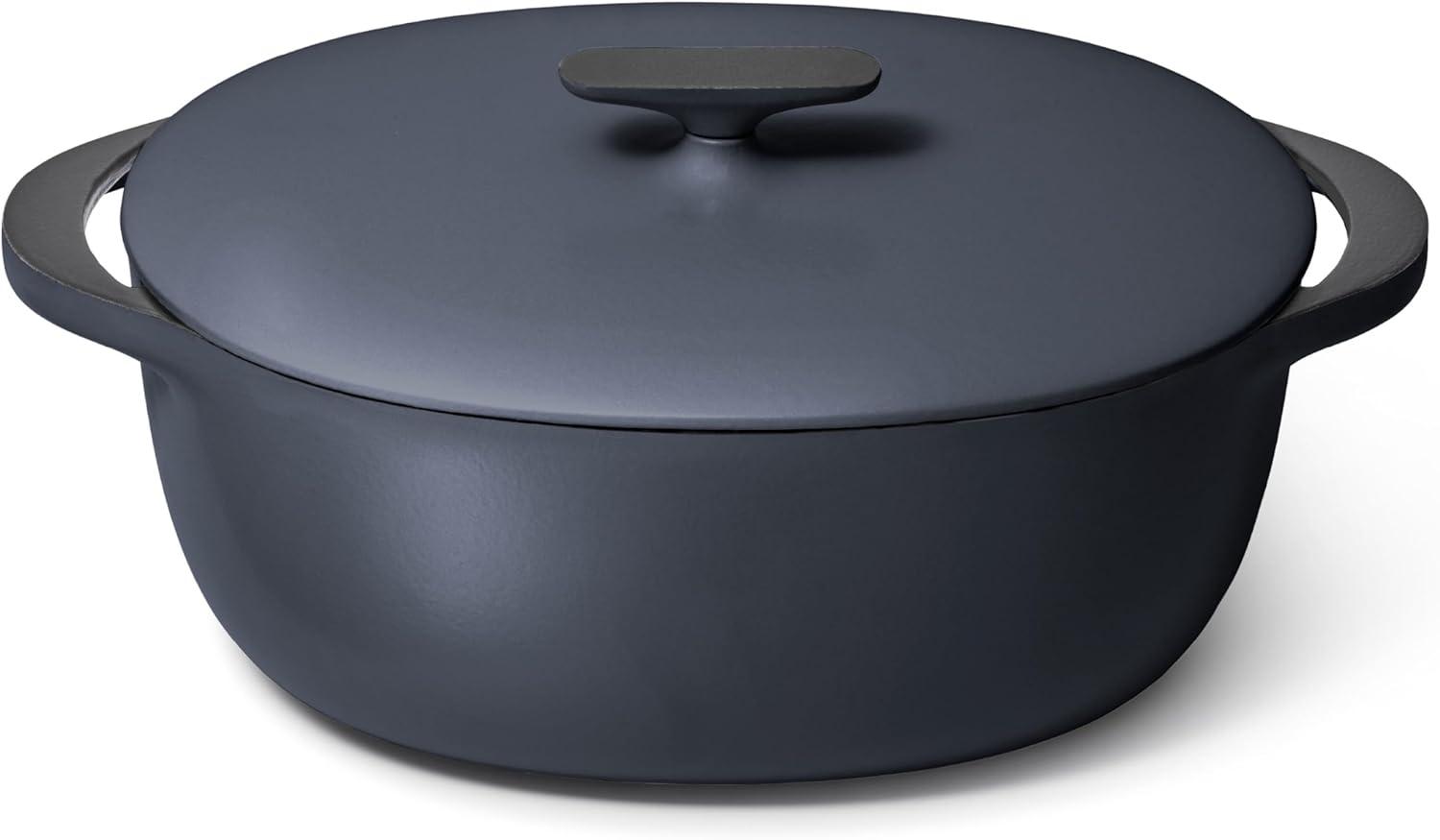 imageCaraway Enameled Cast Iron Dutch Oven 8qt Dutch Oven With Lid 3 Layer Enamel Coating No Seasoning Required Compatible With All Stovetops Oven Safe No Forever Chemicals GrayMidnight Blue