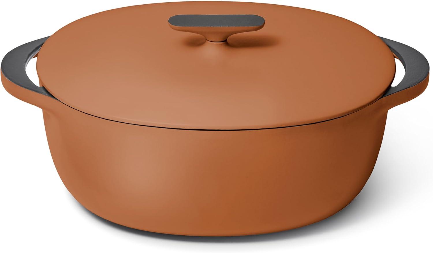 imageCaraway Enameled Cast Iron Dutch Oven 8qt Dutch Oven With Lid 3 Layer Enamel Coating No Seasoning Required Compatible With All Stovetops Oven Safe No Forever Chemicals GrayRust