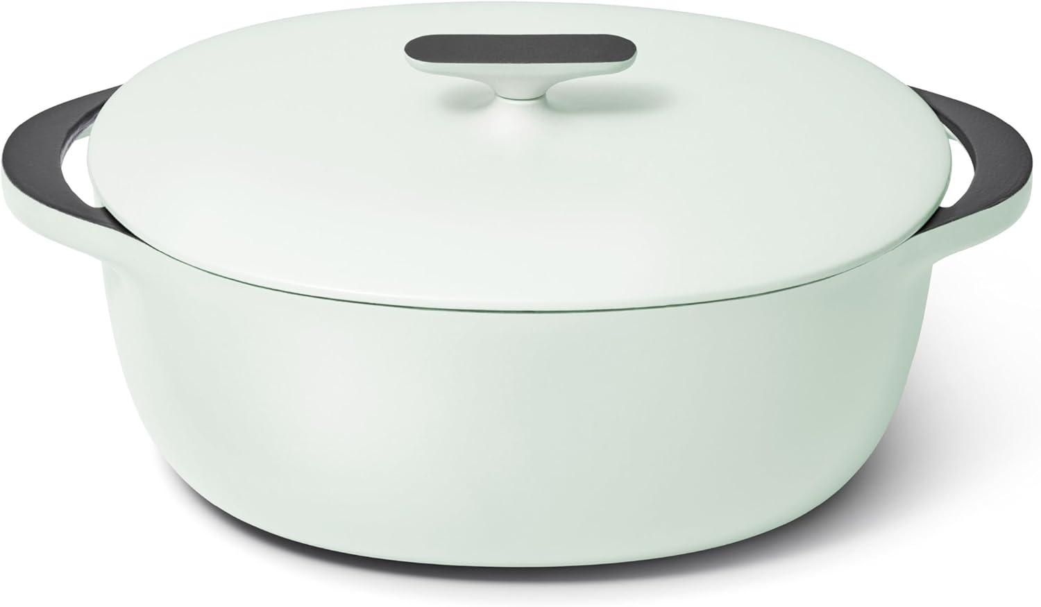 imageCaraway Enameled Cast Iron Dutch Oven 8qt Dutch Oven With Lid 3 Layer Enamel Coating No Seasoning Required Compatible With All Stovetops Oven Safe No Forever Chemicals GrayLight Mist