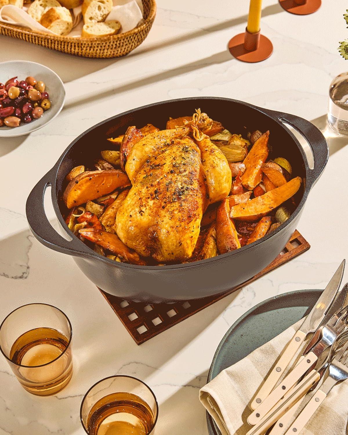 imageCaraway Enameled Cast Iron Dutch Oven 8qt Dutch Oven With Lid 3 Layer Enamel Coating No Seasoning Required Compatible With All Stovetops Oven Safe No Forever Chemicals GrayRust