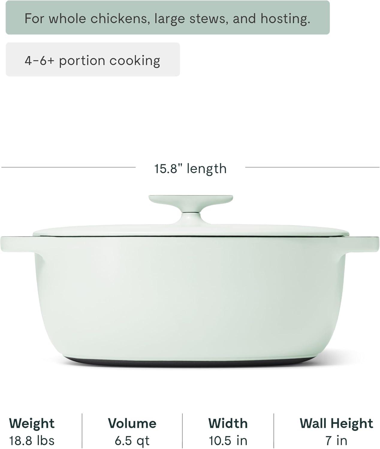imageCaraway Enameled Cast Iron Dutch Oven 8qt Dutch Oven With Lid 3 Layer Enamel Coating No Seasoning Required Compatible With All Stovetops Oven Safe No Forever Chemicals GrayLight Mist
