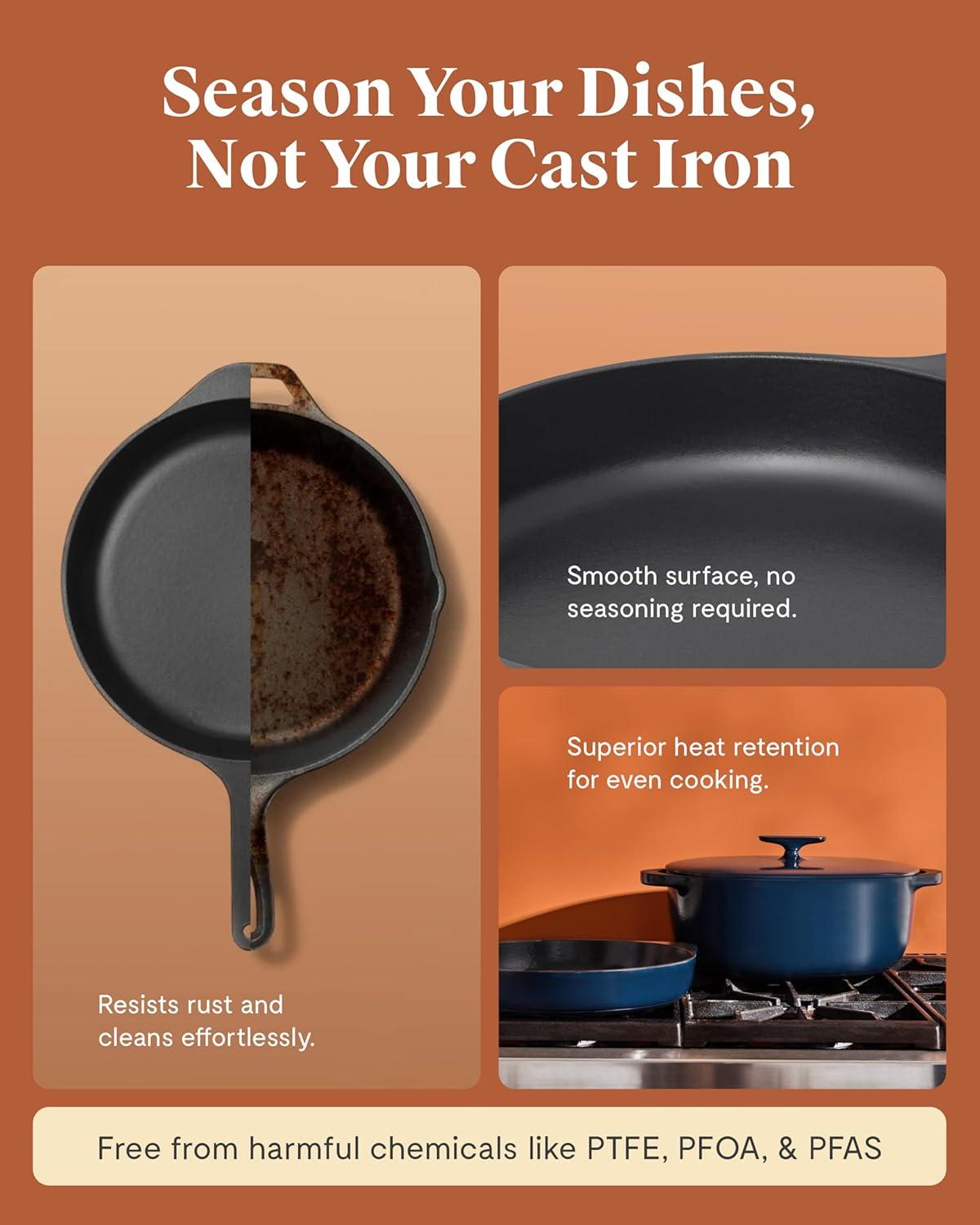 imageCaraway Enameled Cast Iron Dutch Oven 8qt Dutch Oven With Lid 3 Layer Enamel Coating No Seasoning Required Compatible With All Stovetops Oven Safe No Forever Chemicals GrayRust