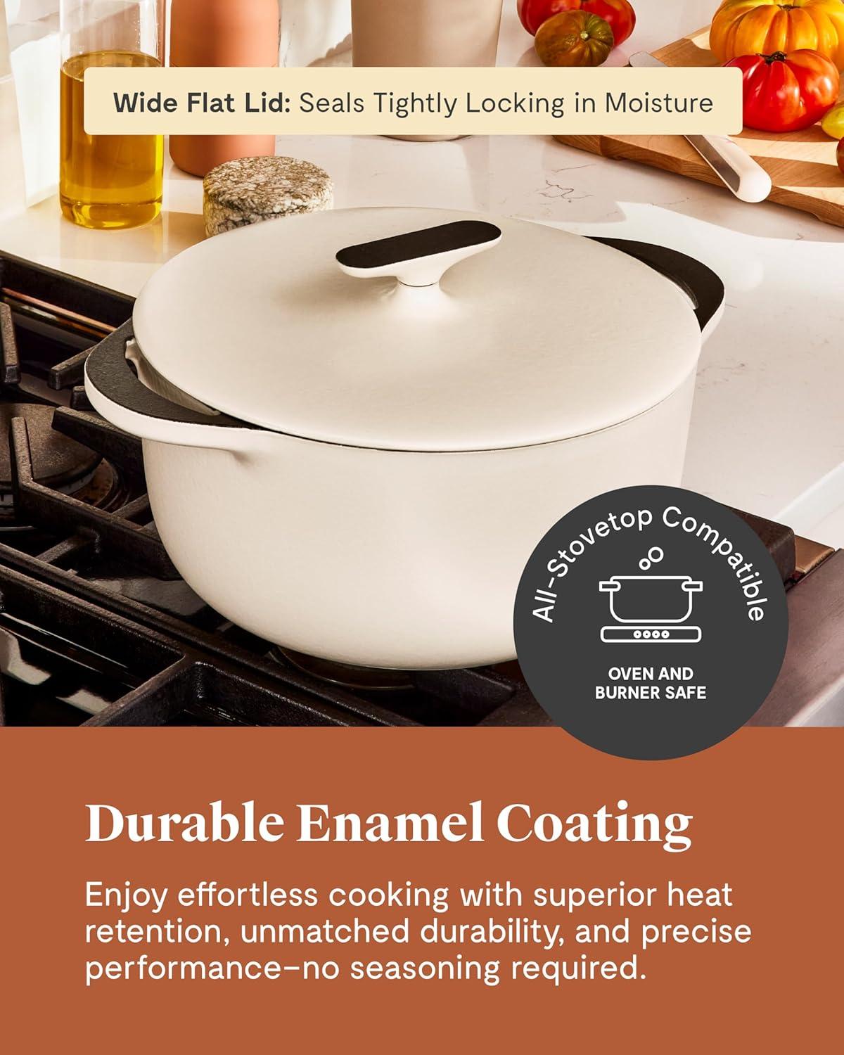 imageCaraway Enameled Cast Iron Dutch Oven 8qt Dutch Oven With Lid 3 Layer Enamel Coating No Seasoning Required Compatible With All Stovetops Oven Safe No Forever Chemicals GrayRust