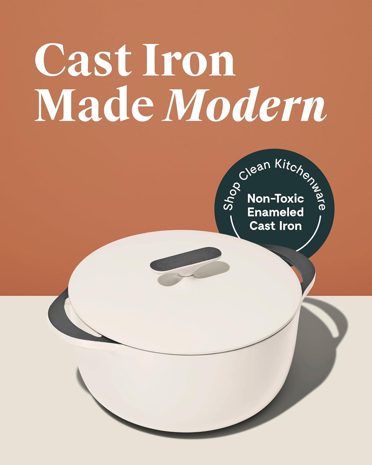 imageCaraway Enameled Cast Iron Dutch Oven 8qt Dutch Oven With Lid 3 Layer Enamel Coating No Seasoning Required Compatible With All Stovetops Oven Safe No Forever Chemicals GrayLight Mist