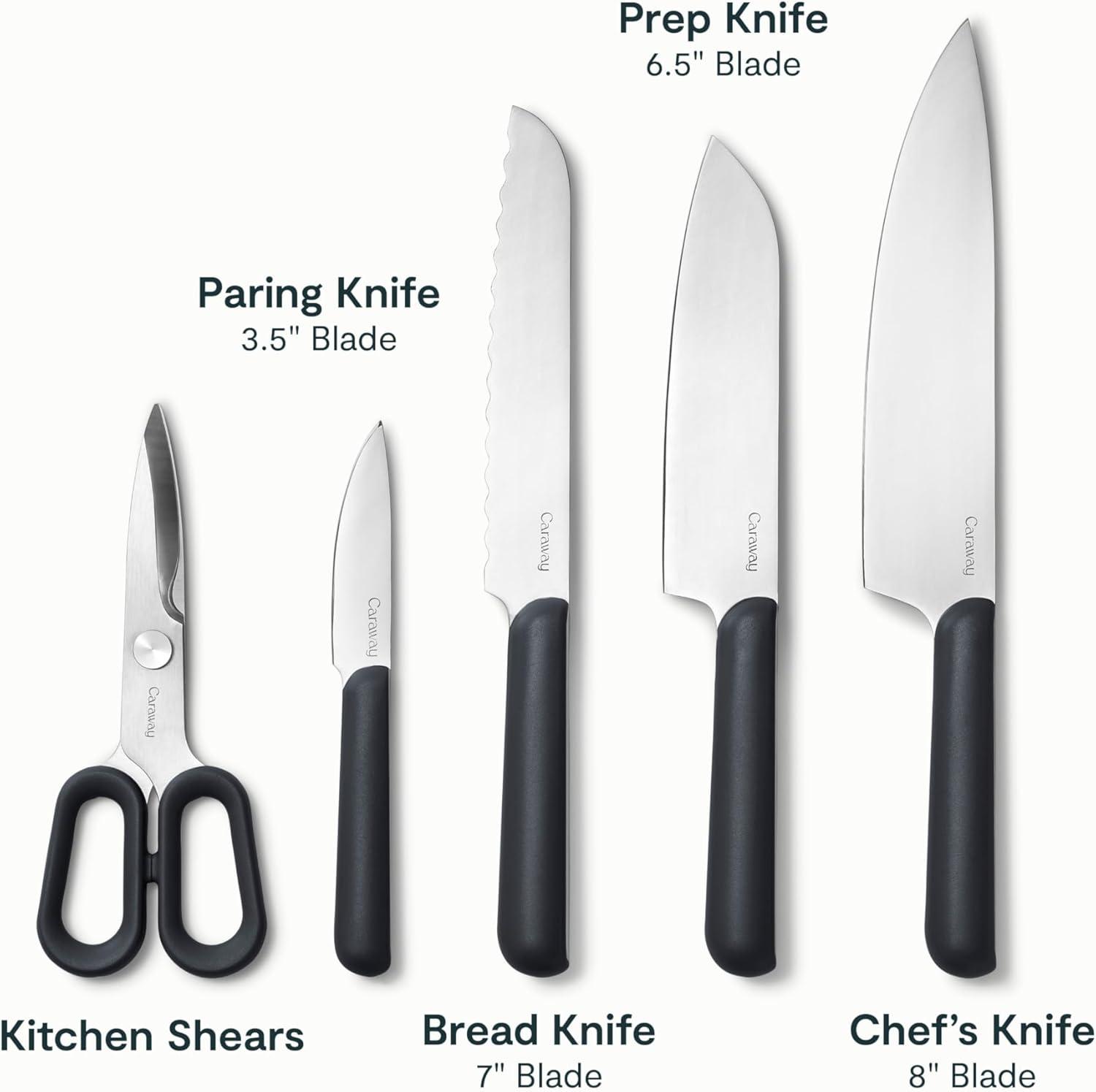 imageCaraway Kitchen Knife Set amp Wooden Utensil Set Made With Premium German Steel Blades amp FSCCertified Birch Wood NonToxic Materials CreamCharcoal