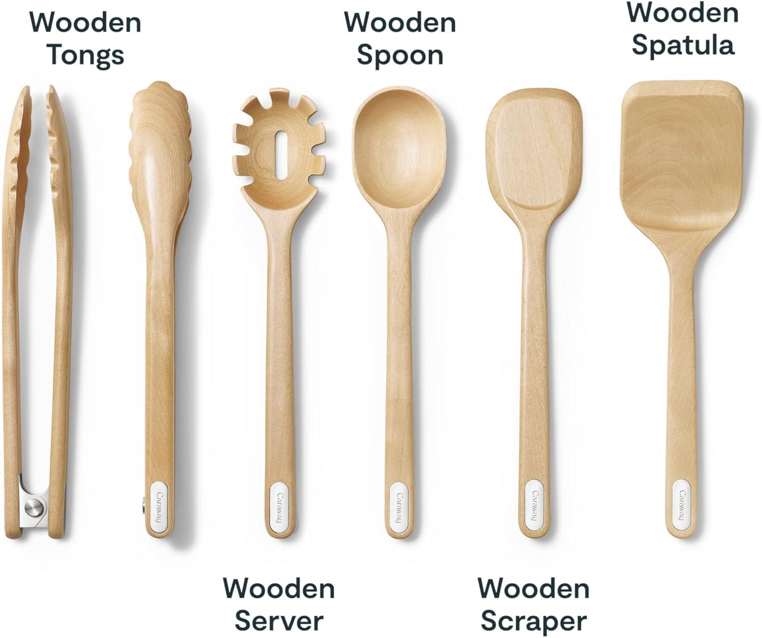 imageCaraway Kitchen Knife Set amp Wooden Utensil Set Made With Premium German Steel Blades amp FSCCertified Birch Wood NonToxic Materials CreamNavy
