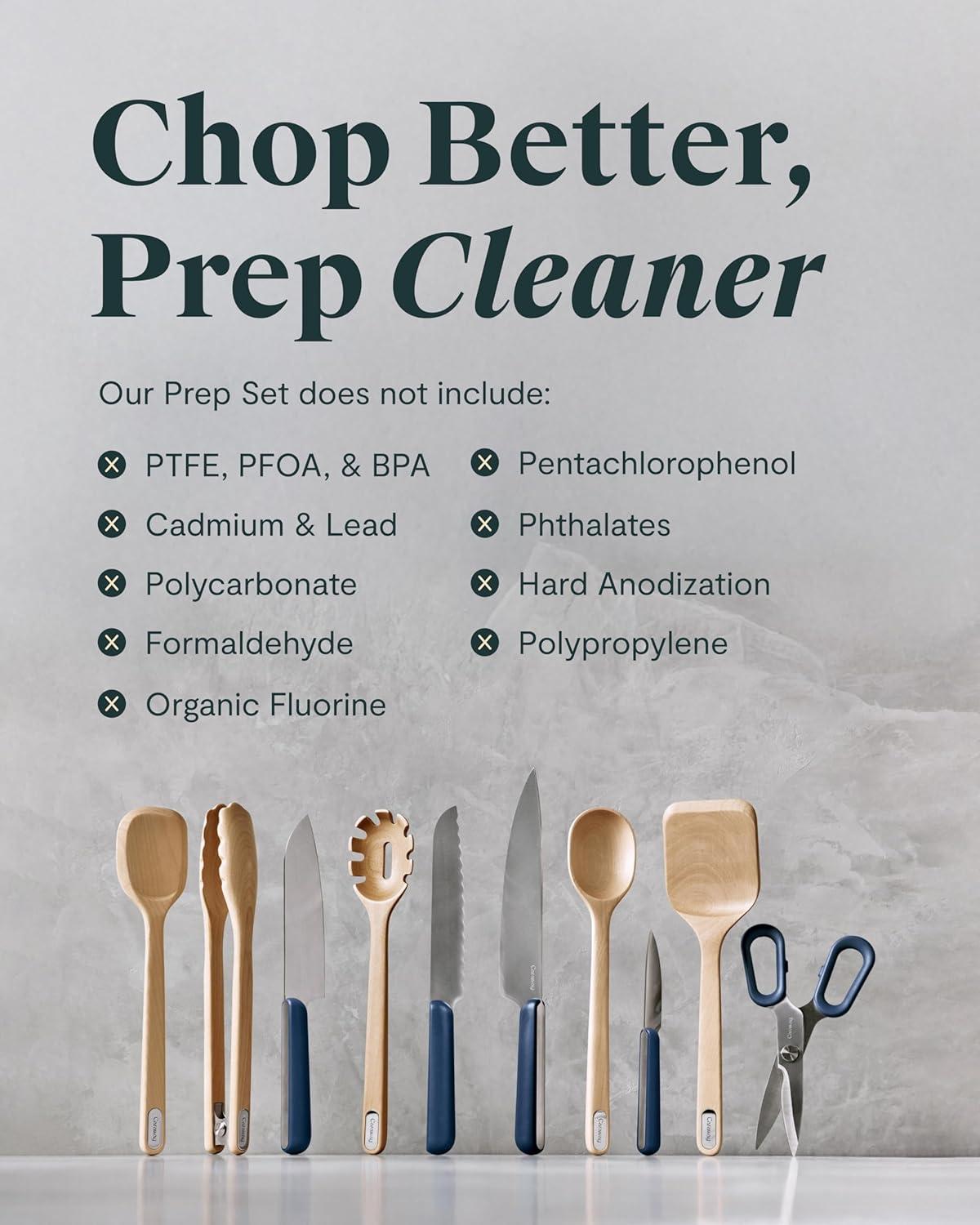 imageCaraway Kitchen Knife Set amp Wooden Utensil Set Made With Premium German Steel Blades amp FSCCertified Birch Wood NonToxic Materials CreamPerracotta