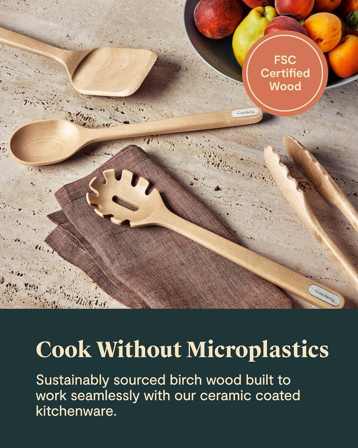 imageCaraway Kitchen Knife Set amp Wooden Utensil Set Made With Premium German Steel Blades amp FSCCertified Birch Wood NonToxic Materials CreamPerracotta