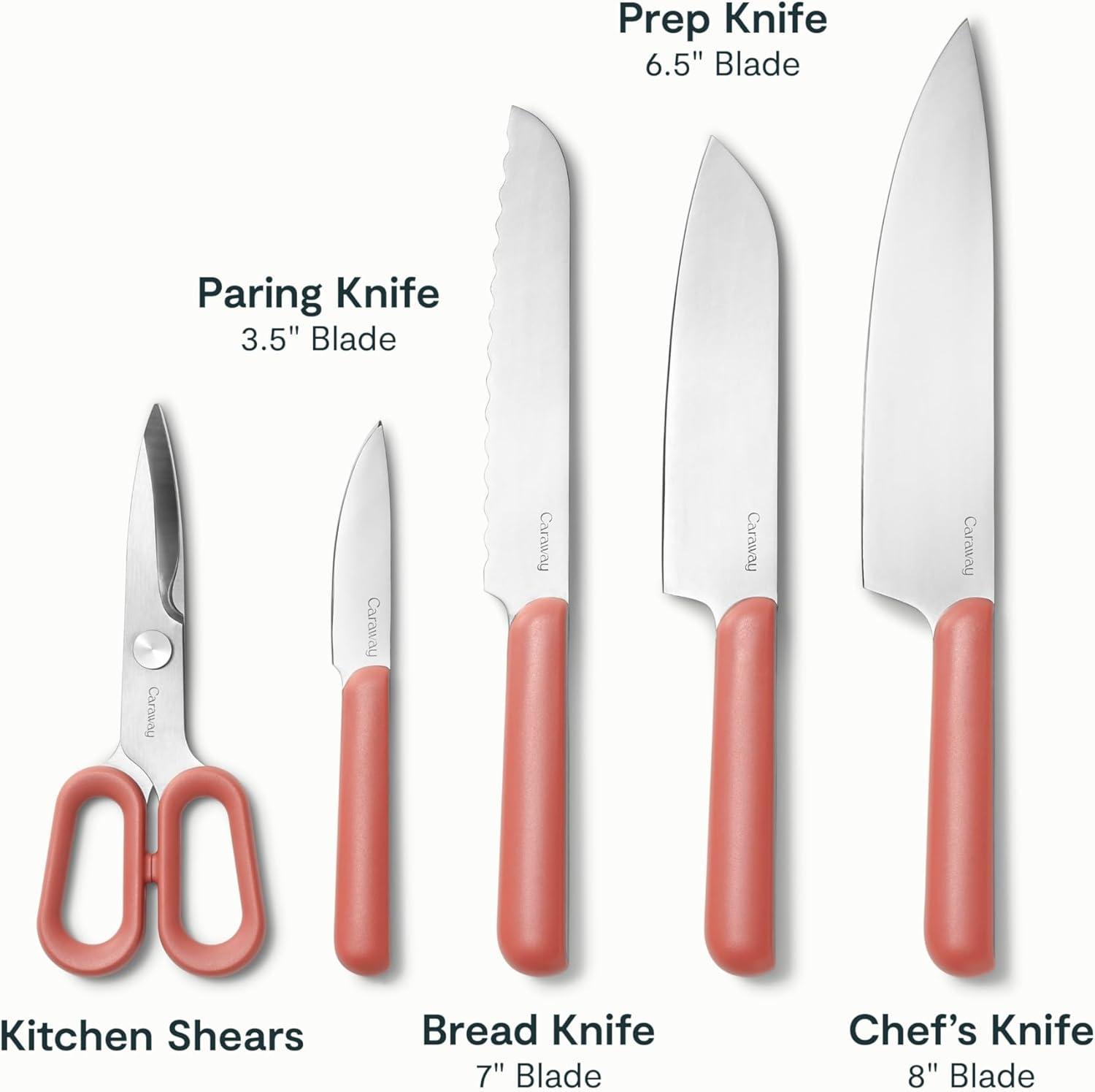 imageCaraway Kitchen Knife Set amp Wooden Utensil Set Made With Premium German Steel Blades amp FSCCertified Birch Wood NonToxic Materials CreamPerracotta
