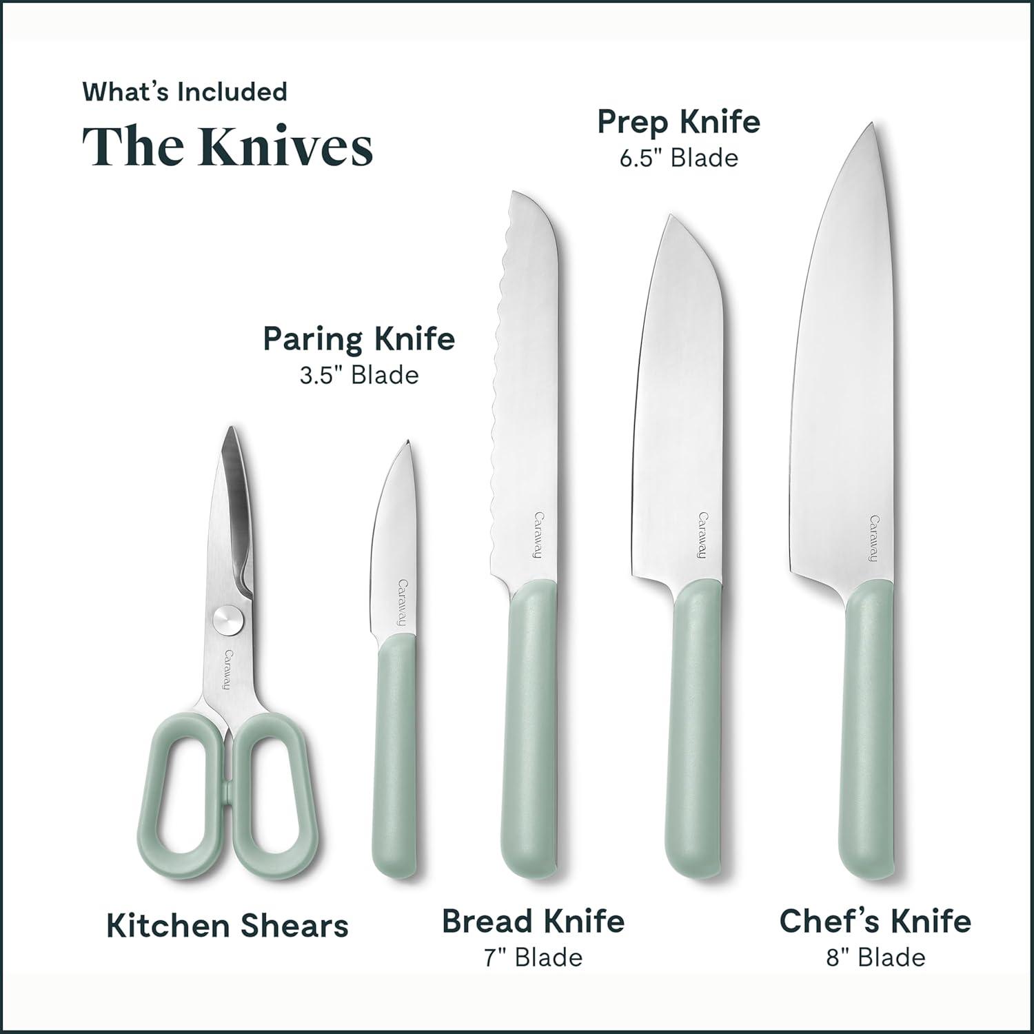 imageCaraway Kitchen Prep amp Cutting Board Set Kitchen Knife Set amp Wooden Utensil Set amp 3 Wood Cutting Boards NonToxic Materials Includes Organizers CreamMist