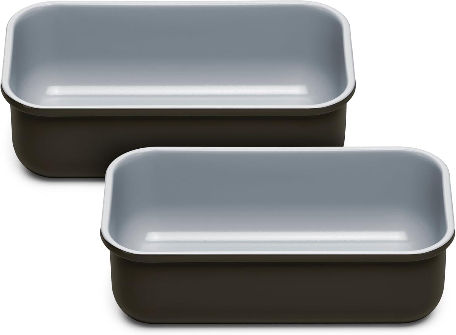 imageCaraway NonStick Ceramic 1 lb Loaf Pan Naturally Slick Ceramic Coating NonToxic PTFE amp PFOA Free Perfect for Pound Cakes Breads amp More CreamBlack