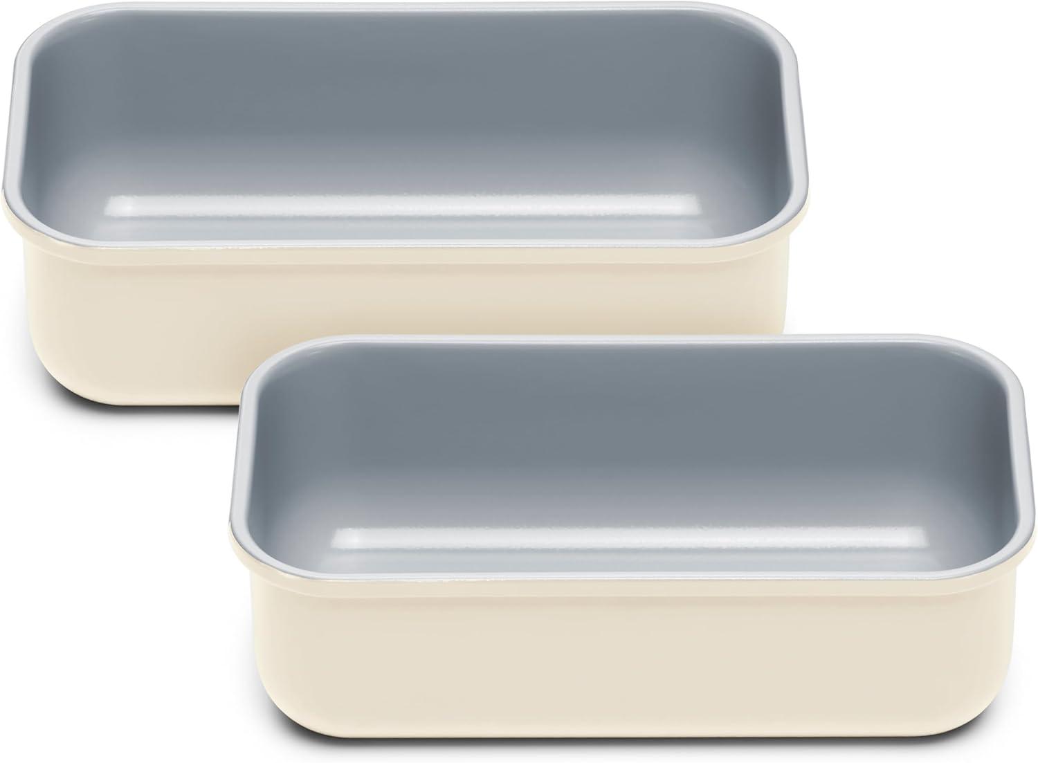 imageCaraway NonStick Ceramic 1 lb Loaf Pan Naturally Slick Ceramic Coating NonToxic PTFE amp PFOA Free Perfect for Pound Cakes Breads amp More CreamCream