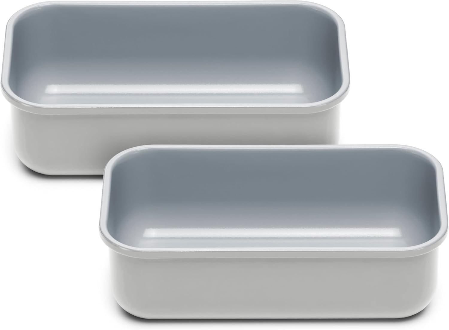 imageCaraway NonStick Ceramic 1 lb Loaf Pan Naturally Slick Ceramic Coating NonToxic PTFE amp PFOA Free Perfect for Pound Cakes Breads amp More CreamGray