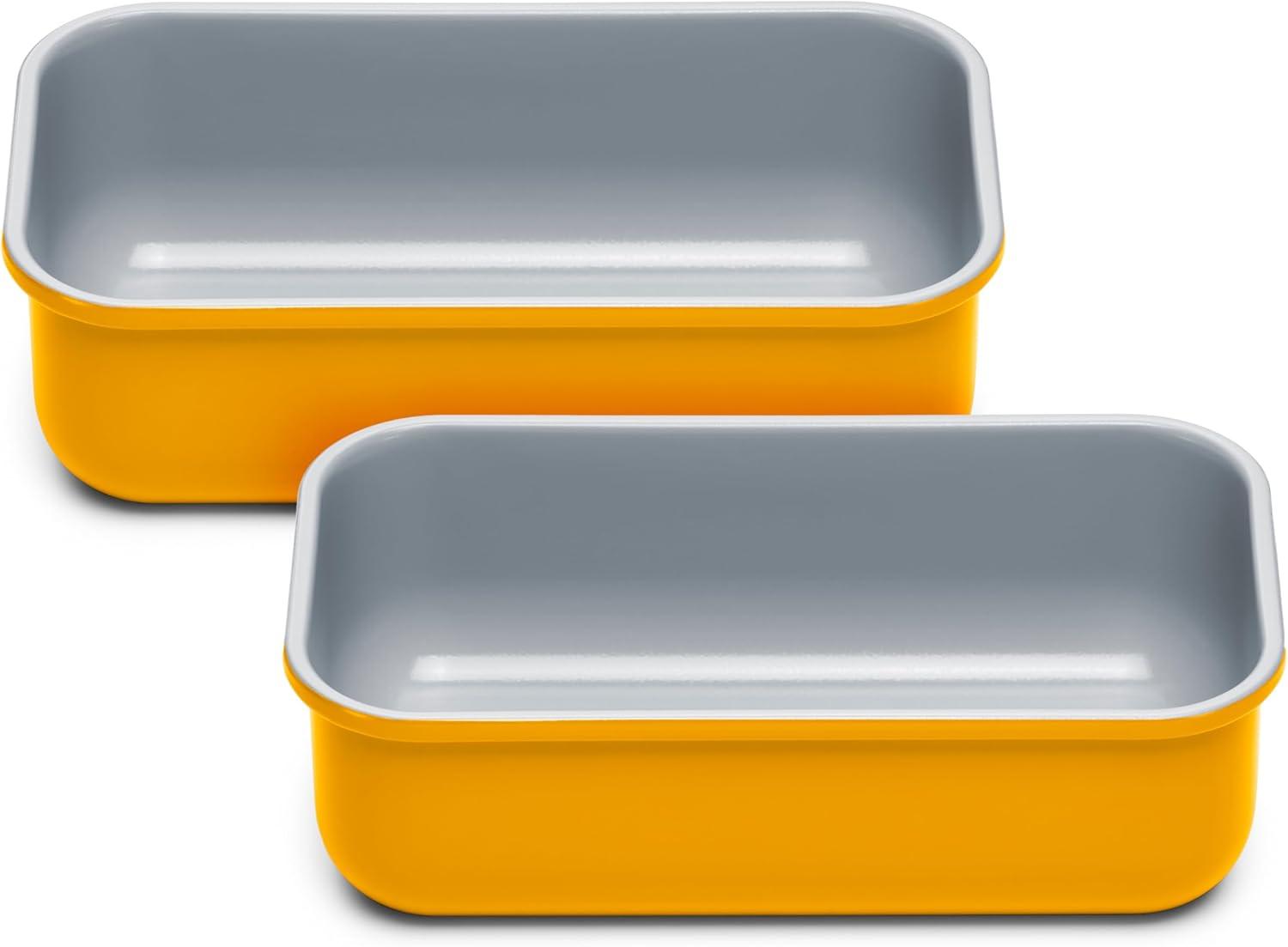 imageCaraway NonStick Ceramic 1 lb Loaf Pan Naturally Slick Ceramic Coating NonToxic PTFE amp PFOA Free Perfect for Pound Cakes Breads amp More CreamMarigold