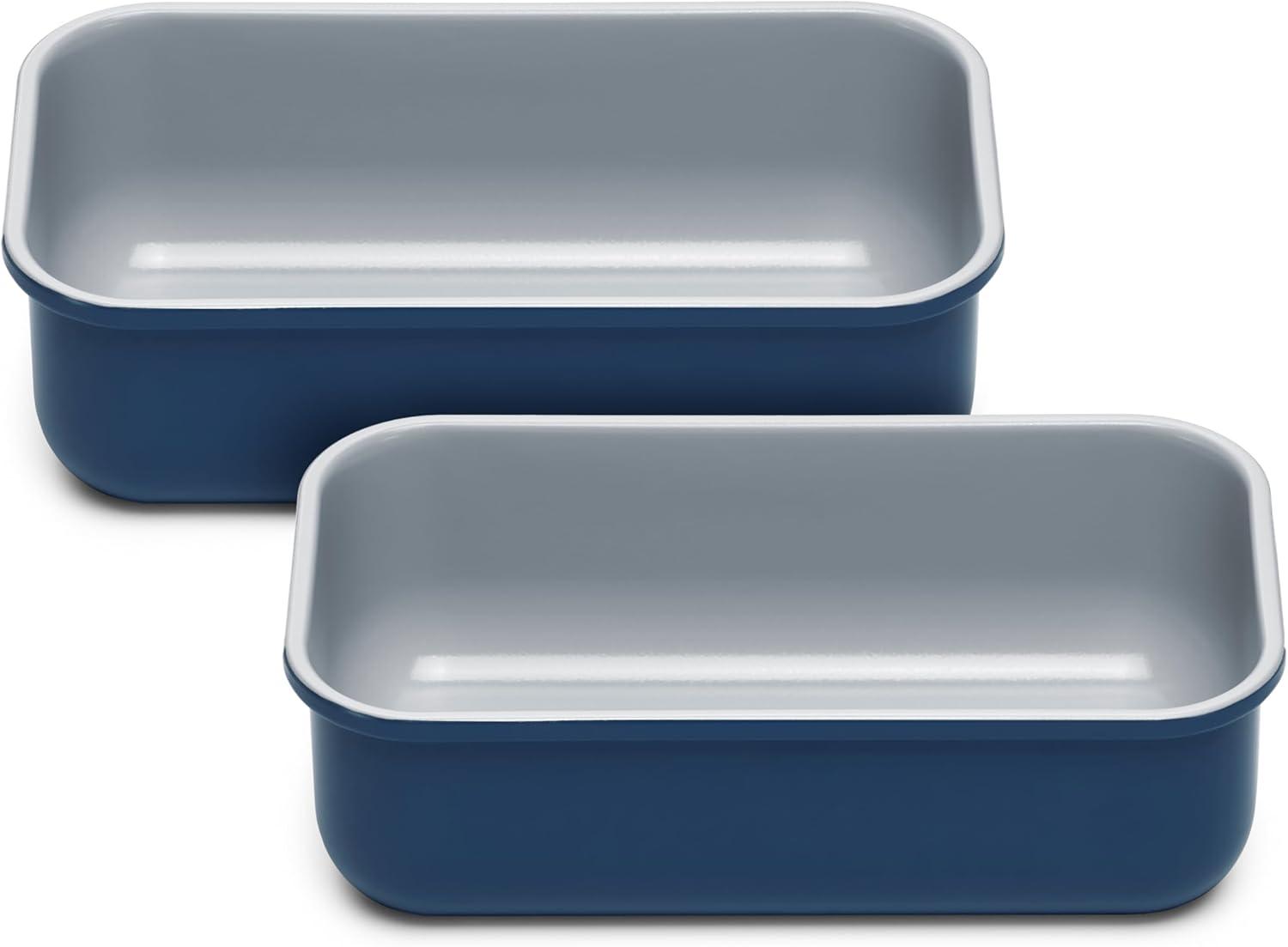 imageCaraway NonStick Ceramic 1 lb Loaf Pan Naturally Slick Ceramic Coating NonToxic PTFE amp PFOA Free Perfect for Pound Cakes Breads amp More CreamNavy