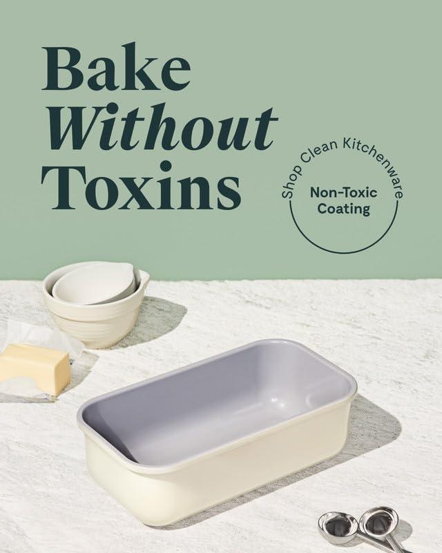 imageCaraway NonStick Ceramic 1 lb Loaf Pan Naturally Slick Ceramic Coating NonToxic PTFE amp PFOA Free Perfect for Pound Cakes Breads amp More CreamSage