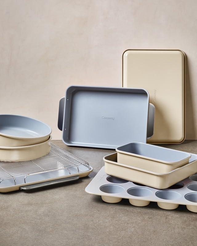 imageCaraway NonStick Ceramic 1 lb Loaf Pan Naturally Slick Ceramic Coating NonToxic PTFE amp PFOA Free Perfect for Pound Cakes Breads amp More CreamSlate