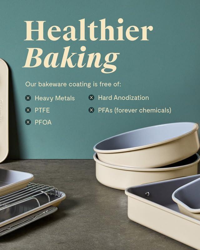 imageCaraway NonStick Ceramic 1 lb Loaf Pan Naturally Slick Ceramic Coating NonToxic PTFE amp PFOA Free Perfect for Pound Cakes Breads amp More CreamSlate