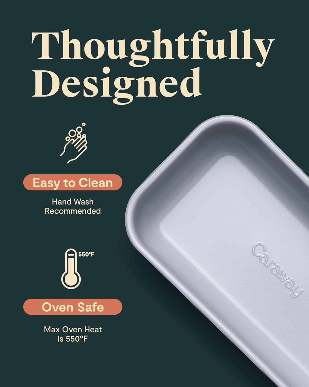imageCaraway NonStick Ceramic 1 lb Loaf Pan Naturally Slick Ceramic Coating NonToxic PTFE amp PFOA Free Perfect for Pound Cakes Breads amp More CreamSlate