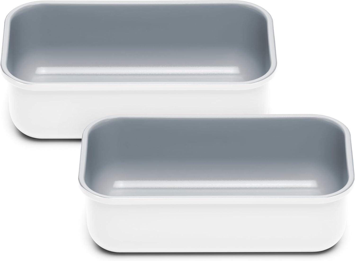 imageCaraway NonStick Ceramic 1 lb Loaf Pan Naturally Slick Ceramic Coating NonToxic PTFE amp PFOA Free Perfect for Pound Cakes Breads amp More CreamWhite