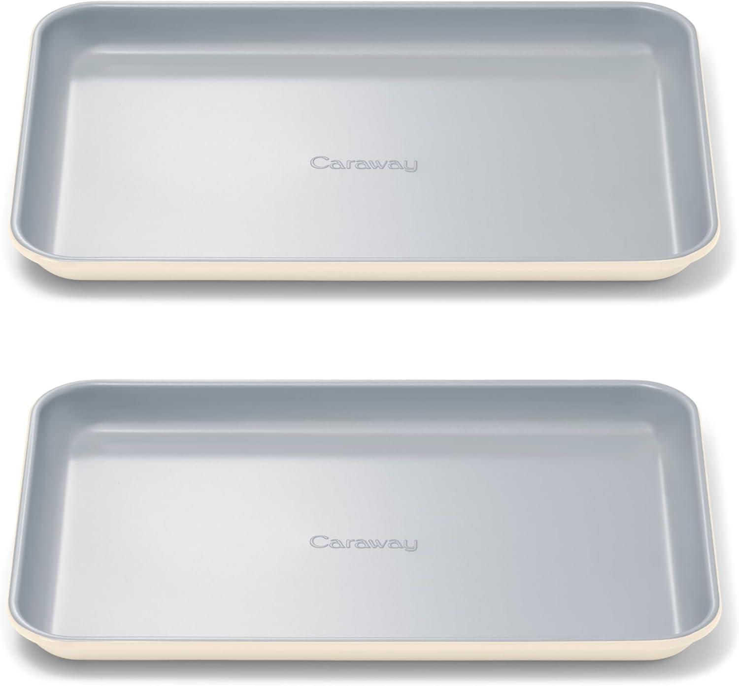 imageCaraway NonStick Ceramic Baking Sheet Naturally Slick Ceramic Coating NonToxic PTFE amp PFOA Free Perfect for Baking Roasting and More Large 18 x 13 GrayCream