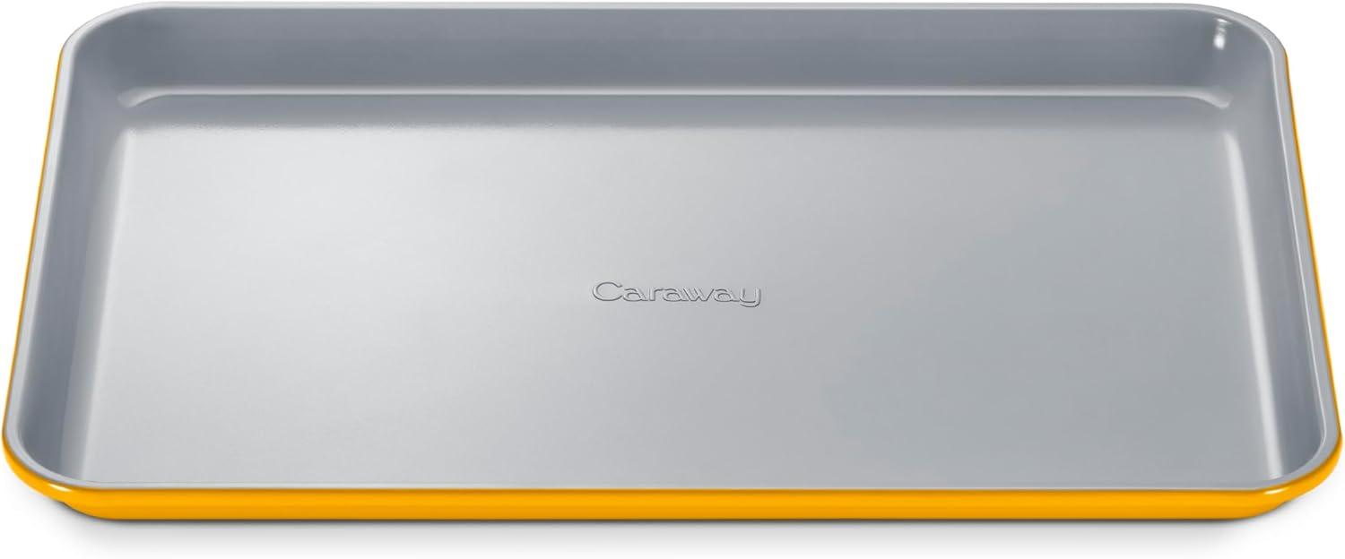 imageCaraway NonStick Ceramic Baking Sheet Naturally Slick Ceramic Coating NonToxic PTFE amp PFOA Free Perfect for Baking Roasting and More Large 18 x 13 GrayMarigold