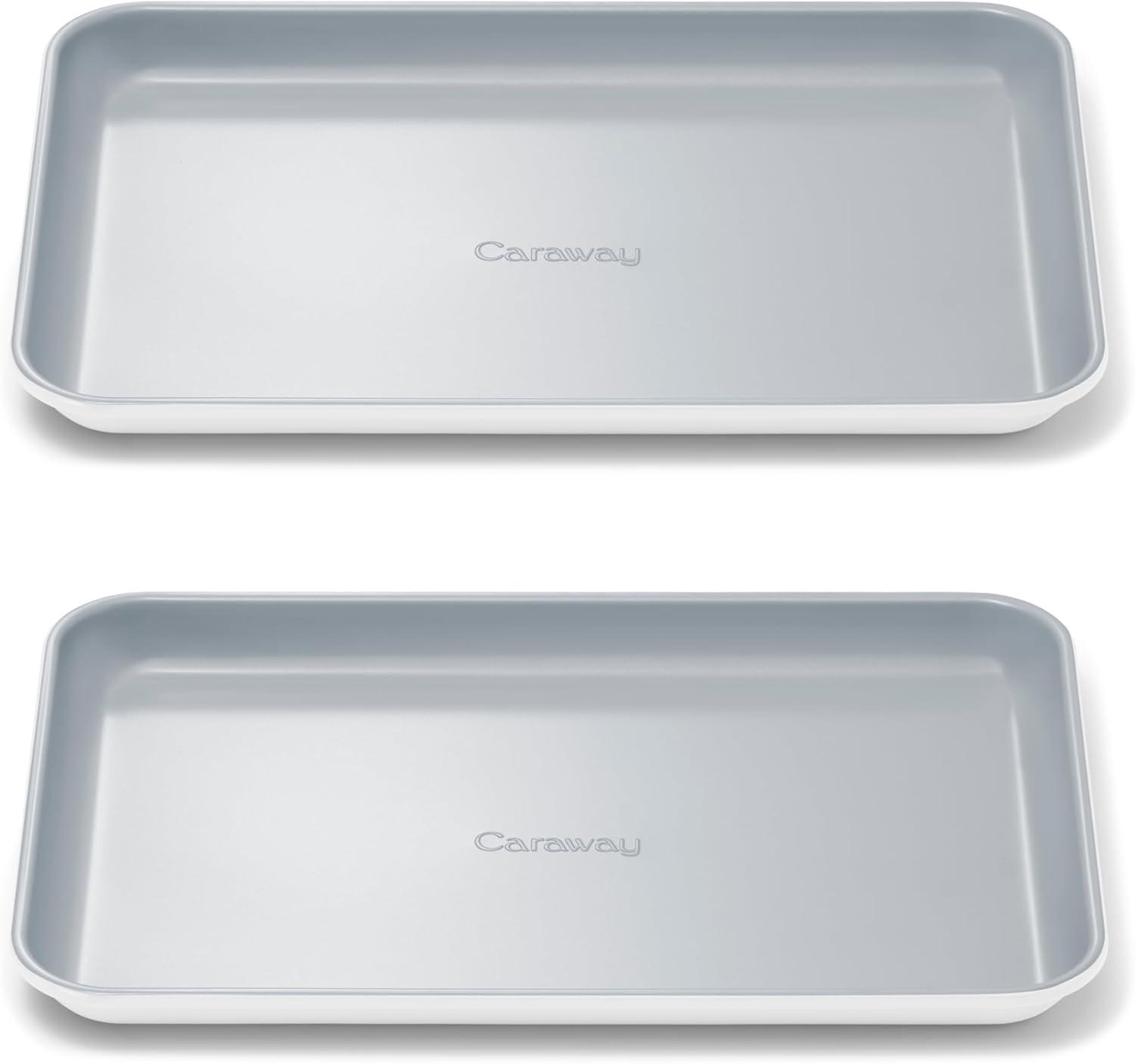 imageCaraway NonStick Ceramic Baking Sheet Naturally Slick Ceramic Coating NonToxic PTFE amp PFOA Free Perfect for Baking Roasting and More Large 18 x 13 GrayWhite
