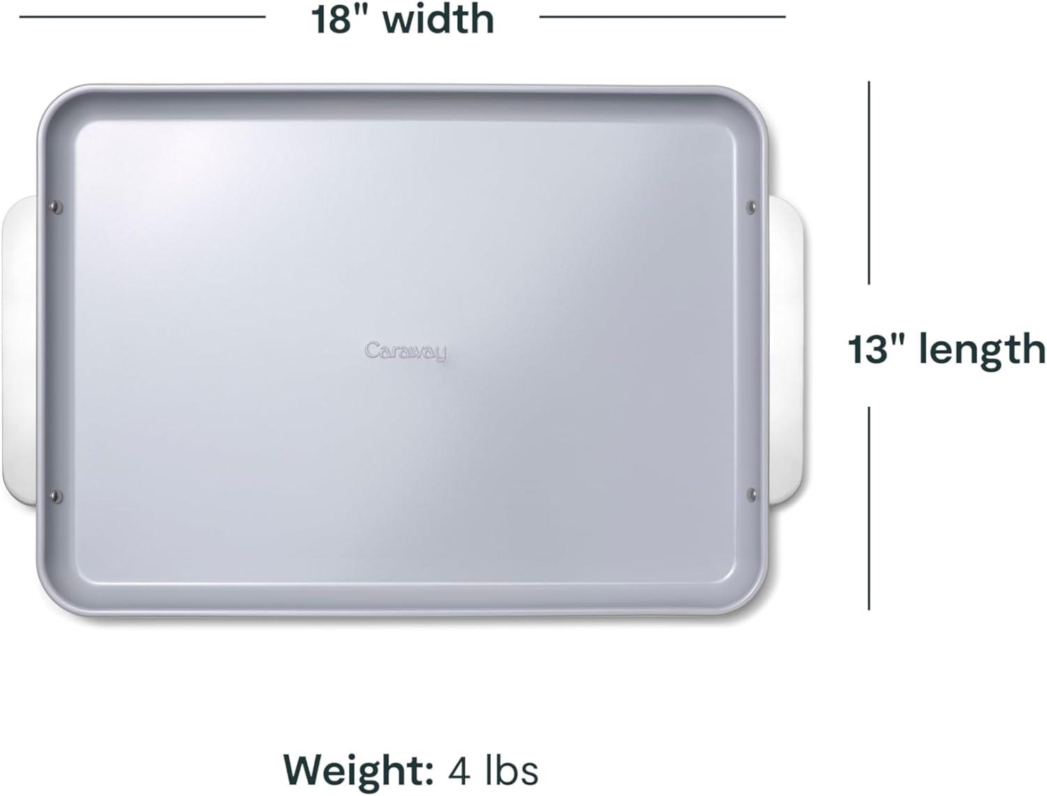 imageCaraway NonStick Ceramic Baking Sheet Naturally Slick Ceramic Coating NonToxic PTFE amp PFOA Free Perfect for Baking Roasting and More Large 18 x 13 GraySlate