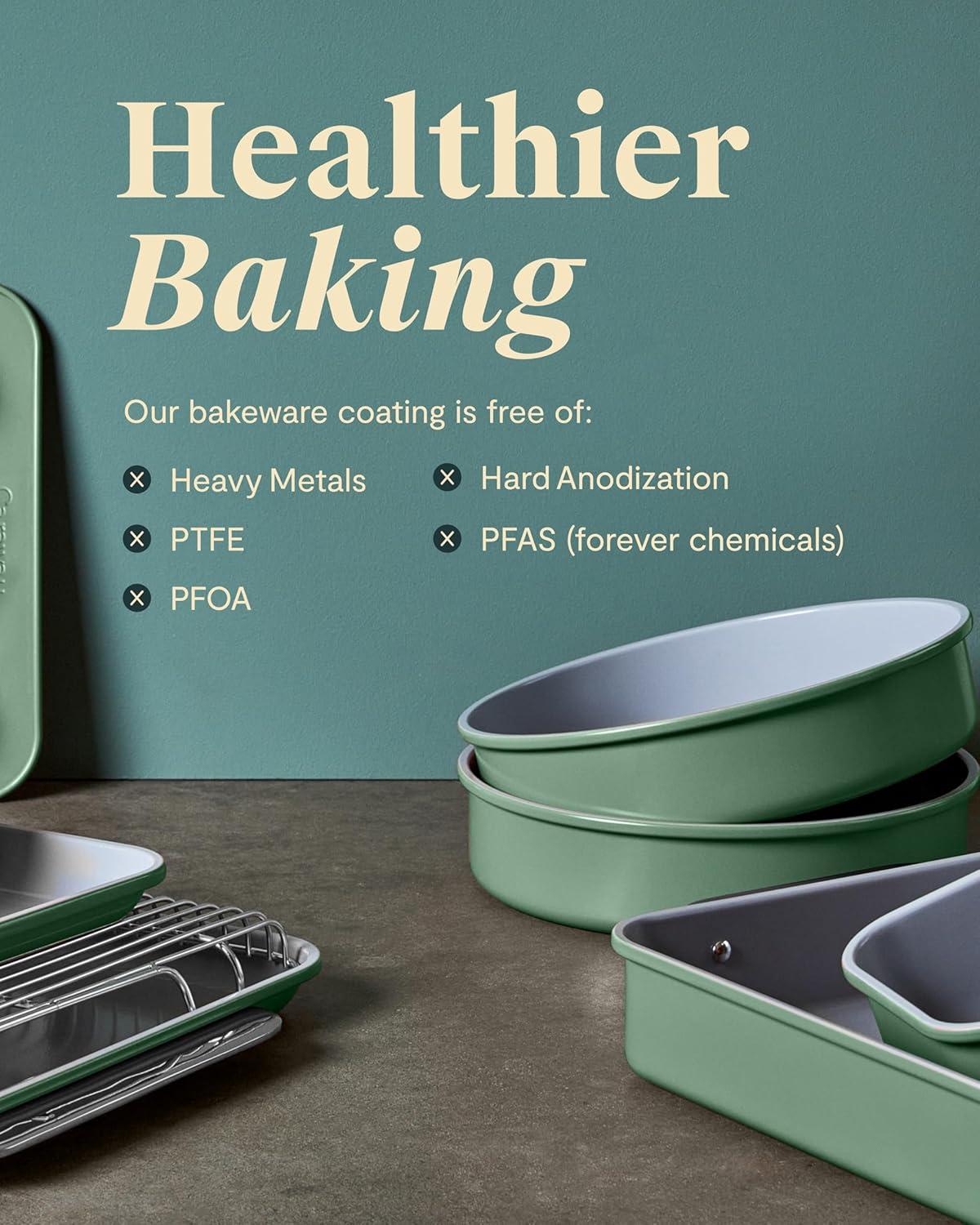 imageCaraway NonStick Ceramic Baking Sheet Naturally Slick Ceramic Coating NonToxic PTFE amp PFOA Free Perfect for Baking Roasting and More Large 18 x 13 GraySage